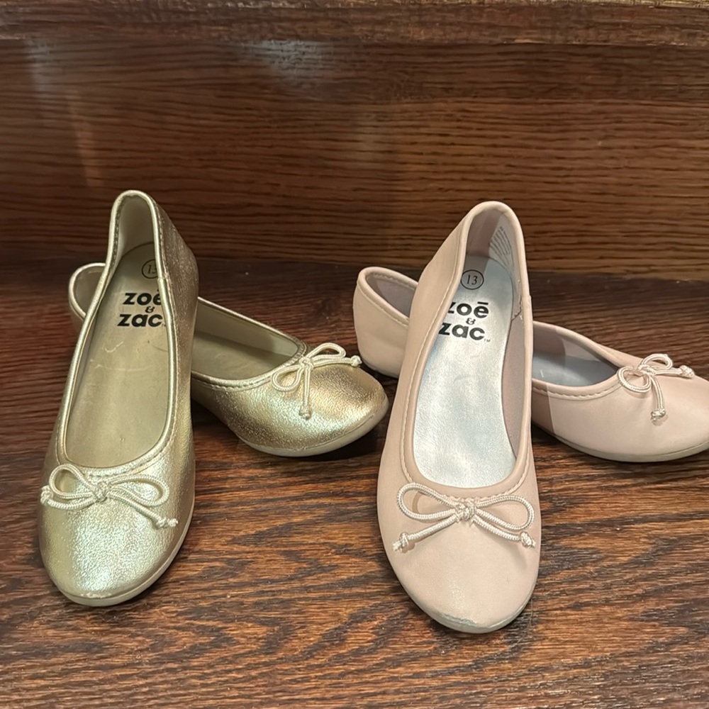 ZOE & ZAC - Bundle of 2 Gold and Pink Slip On Shoes - size 13
